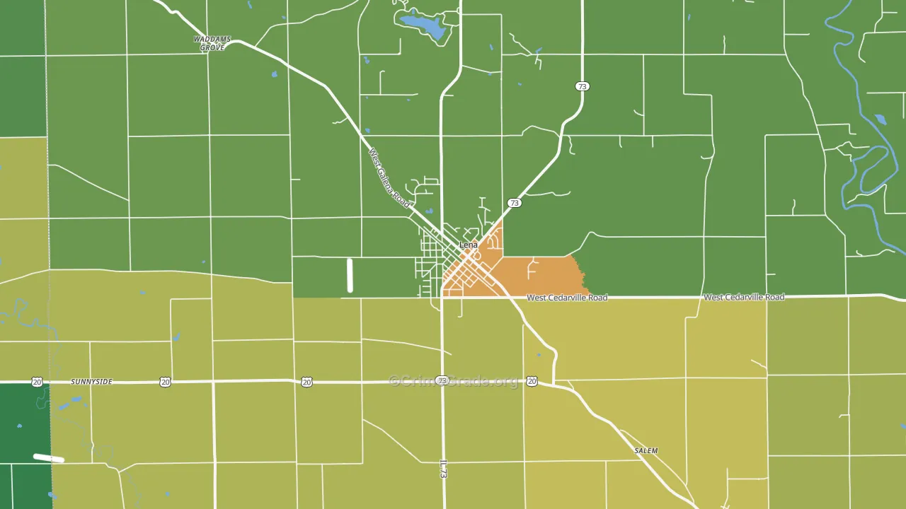 Lena, IL Map of Drug-Related Crime Rates