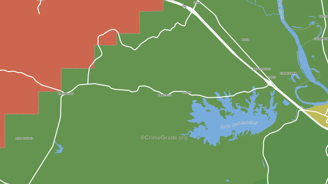 Lena, LA Map of Drug-Related Crime Rates