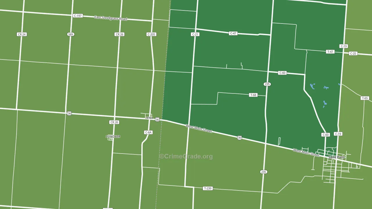 Lena, OH Map of Drug-Related Crime Rates