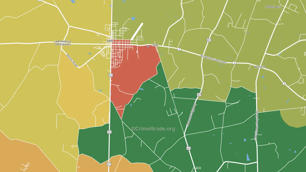Lena, SC Map of Drug-Related Crime Rates