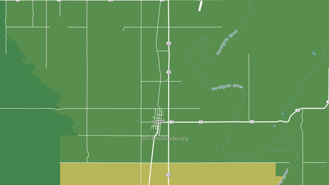 Lenapah, OK Map of Drug-Related Crime Rates