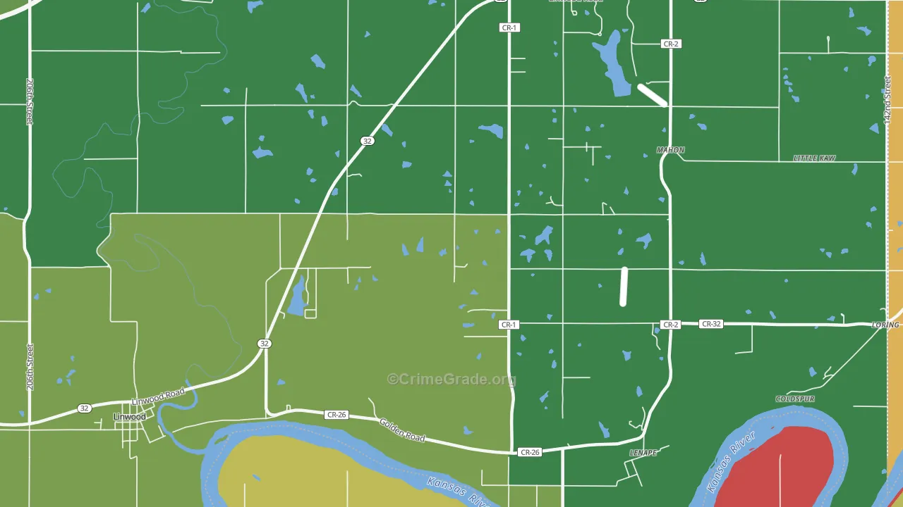Lenape, KS Map of Drug-Related Crime Rates