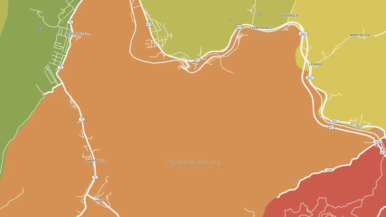 Lenarue, KY Map of Drug-Related Crime Rates