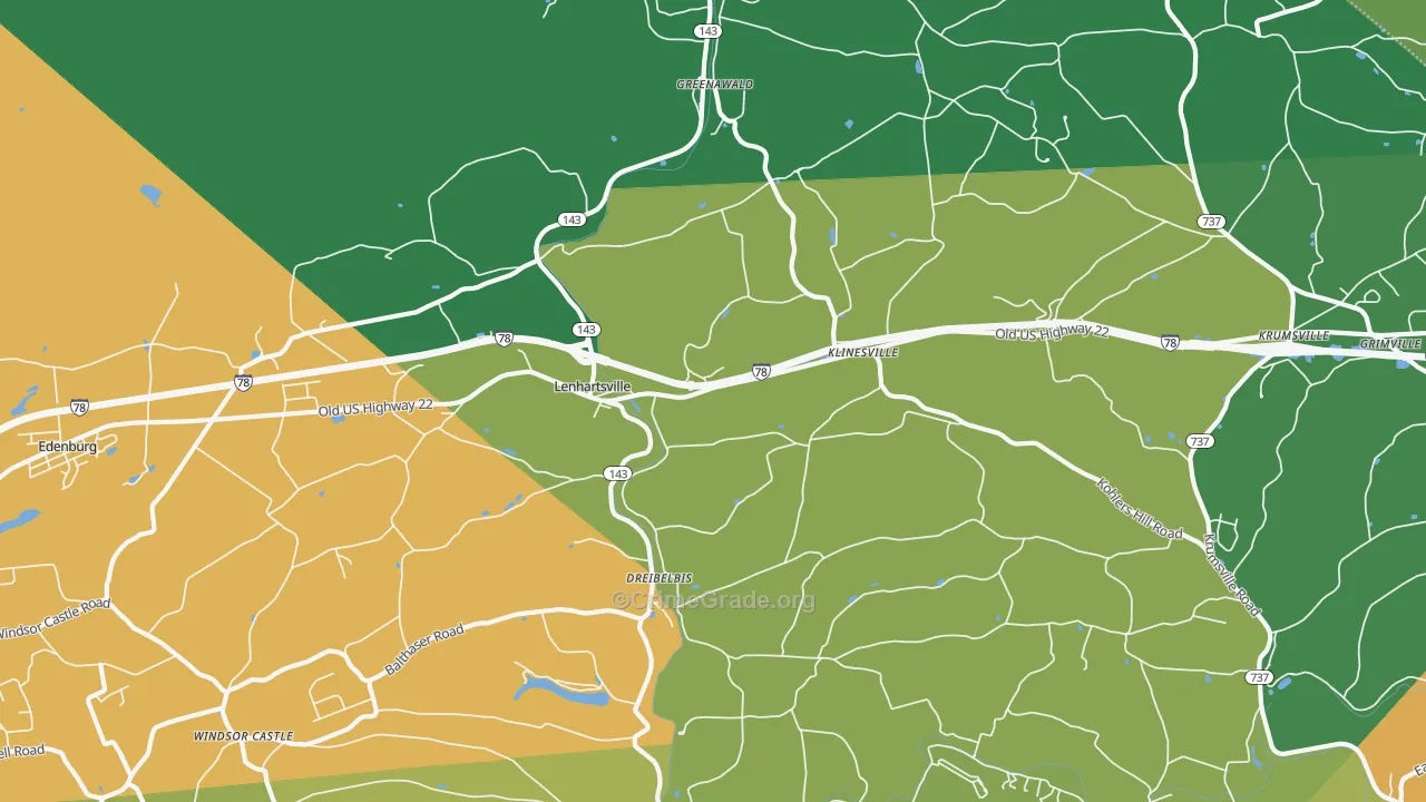 Lenhartsville, PA Map of Drug-Related Crime Rates