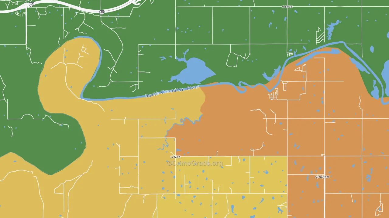 Lenna, OK Map of Drug-Related Crime Rates