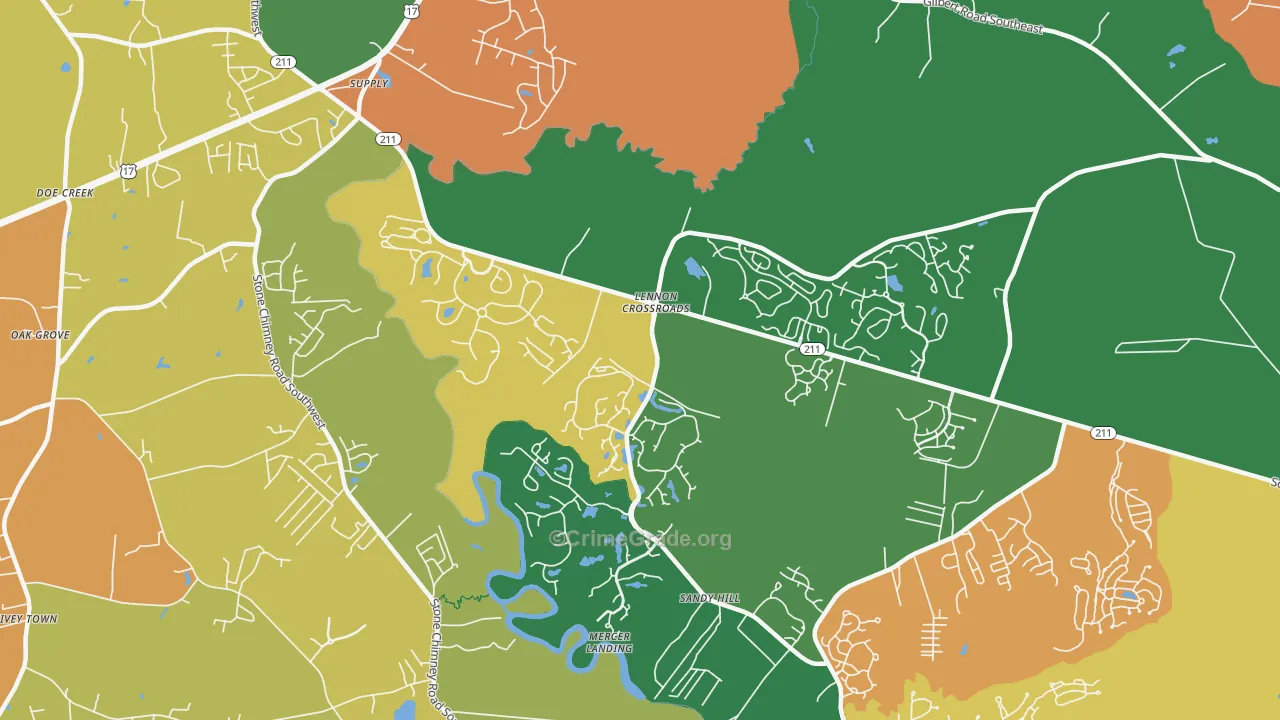 Lennon Crossroads, NC Map of Drug-Related Crime Rates