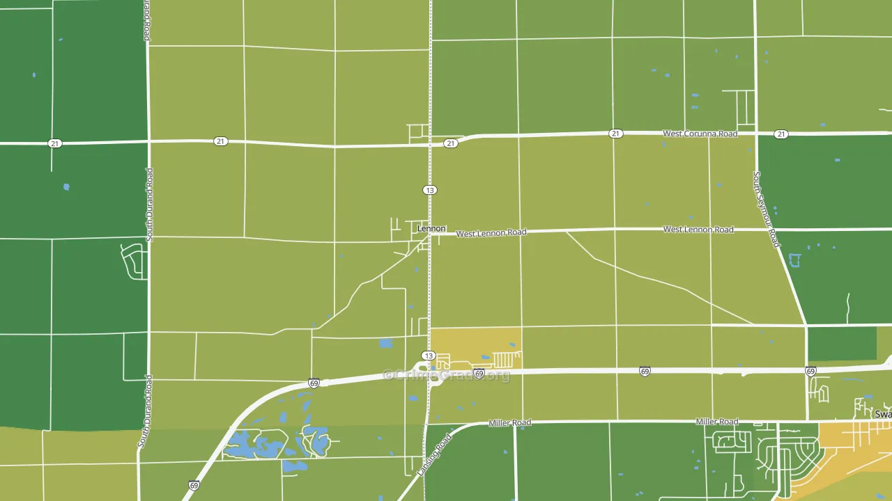 Lennon, MI Map of Drug-Related Crime Rates