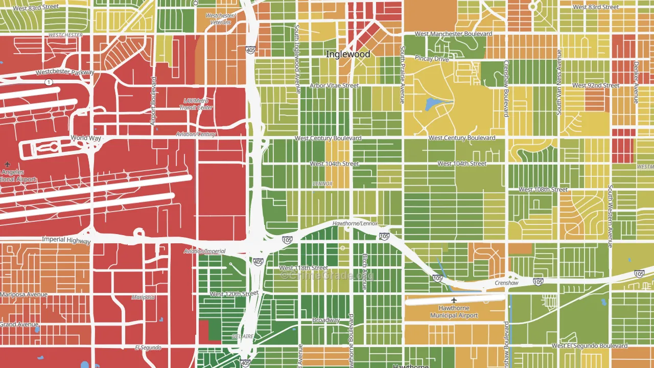 Lennox, CA Map of Drug-Related Crime Rates