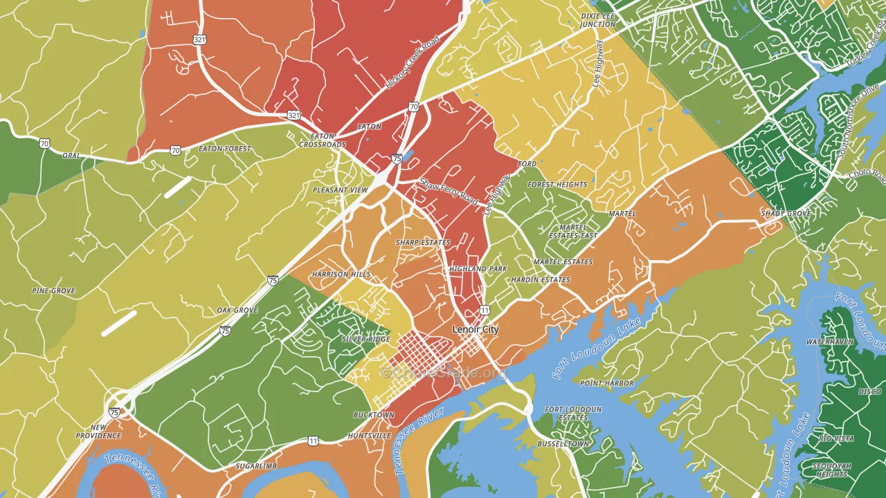 Lenoir City, TN Map of Drug-Related Crime Rates