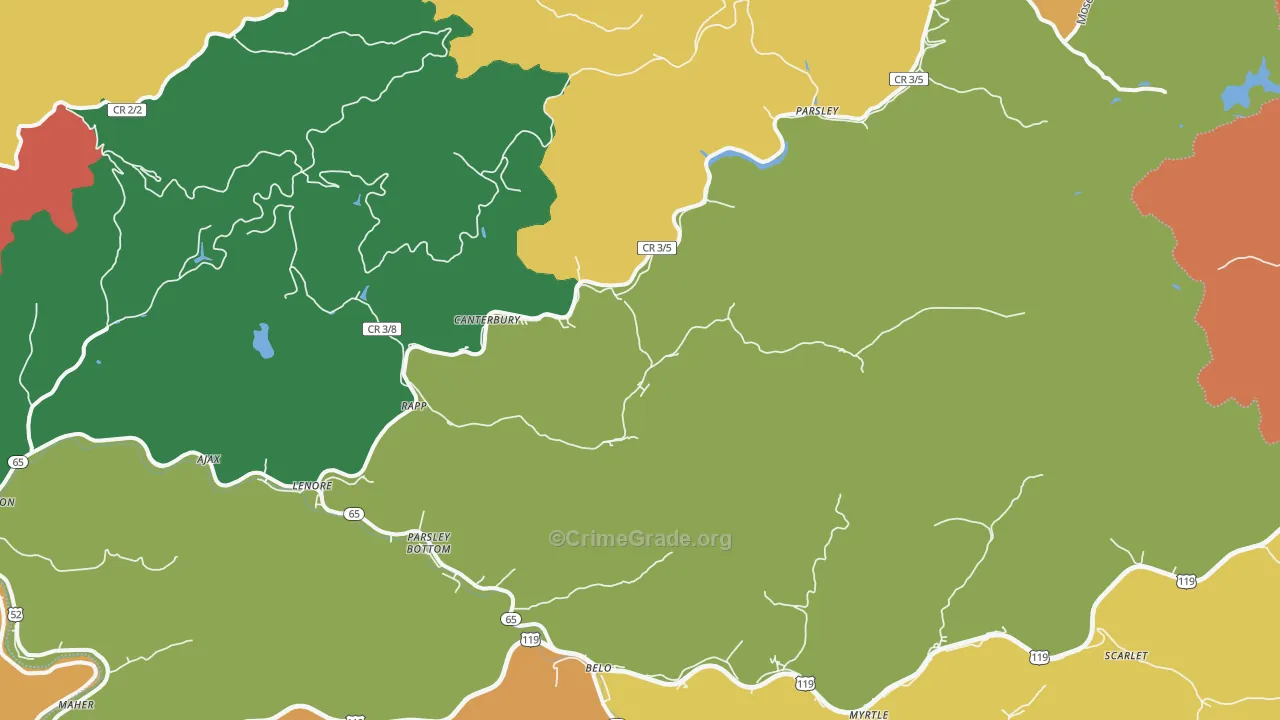 Lenore, WV Map of Drug-Related Crime Rates