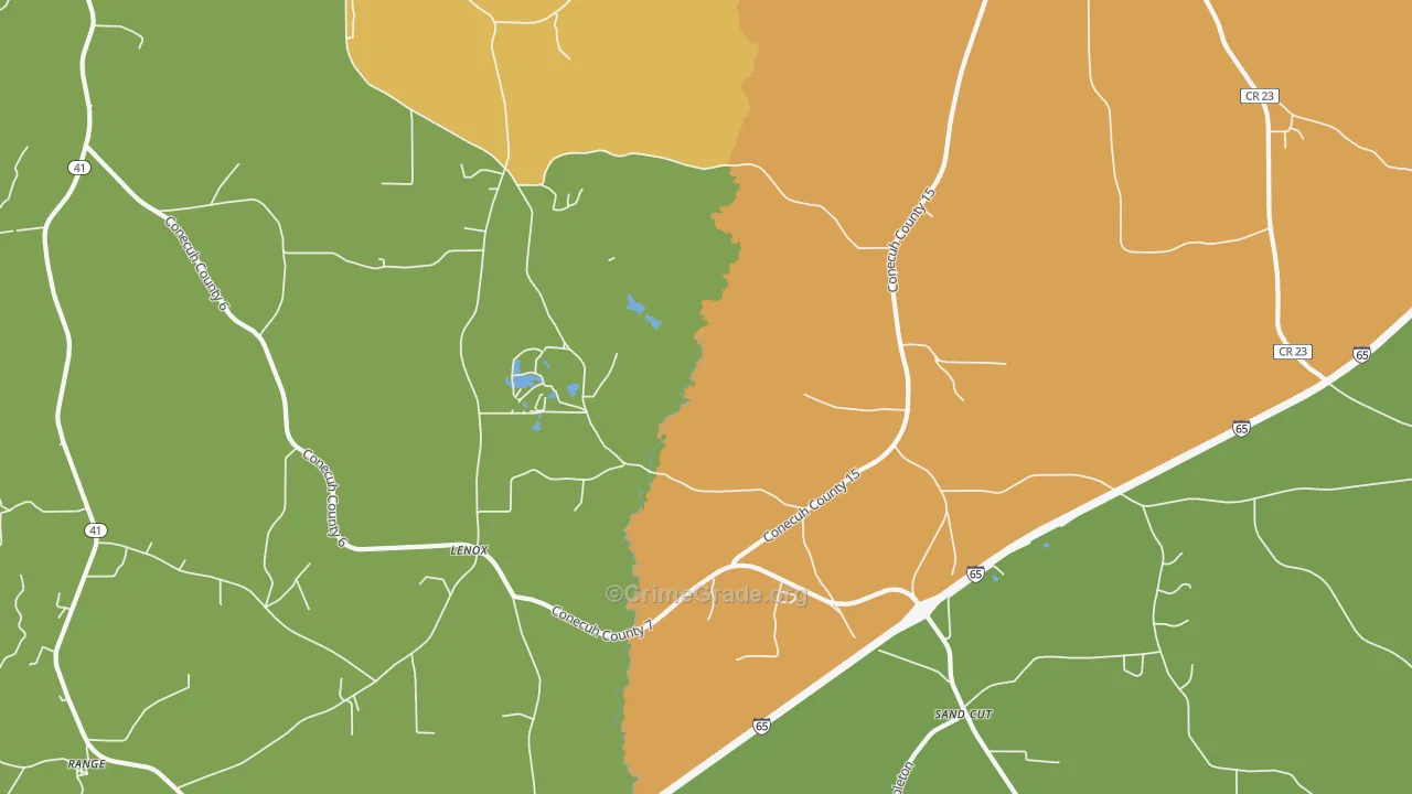 Lenox, AL Map of Drug-Related Crime Rates