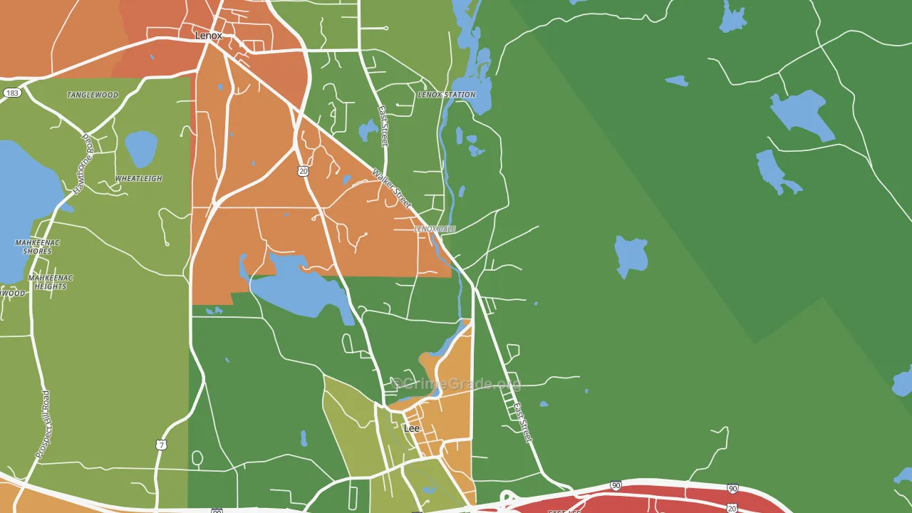Lenox Dale, MA Map of Drug-Related Crime Rates