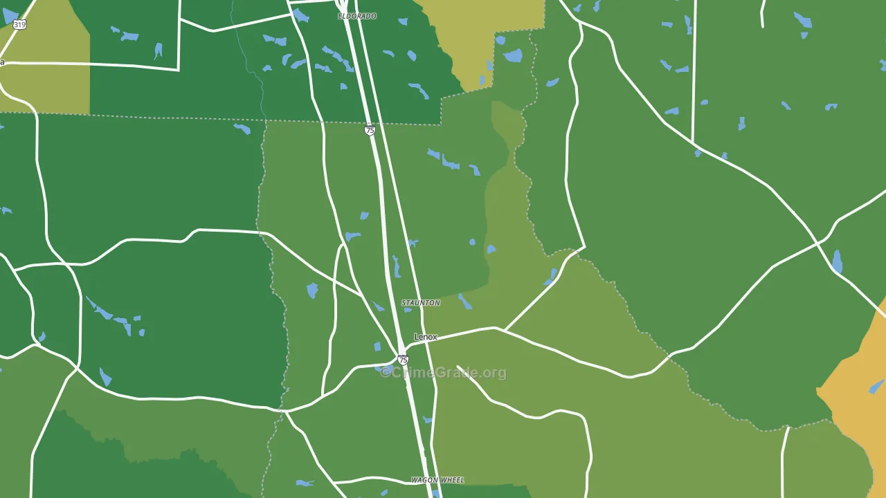 Lenox, GA Map of Drug-Related Crime Rates