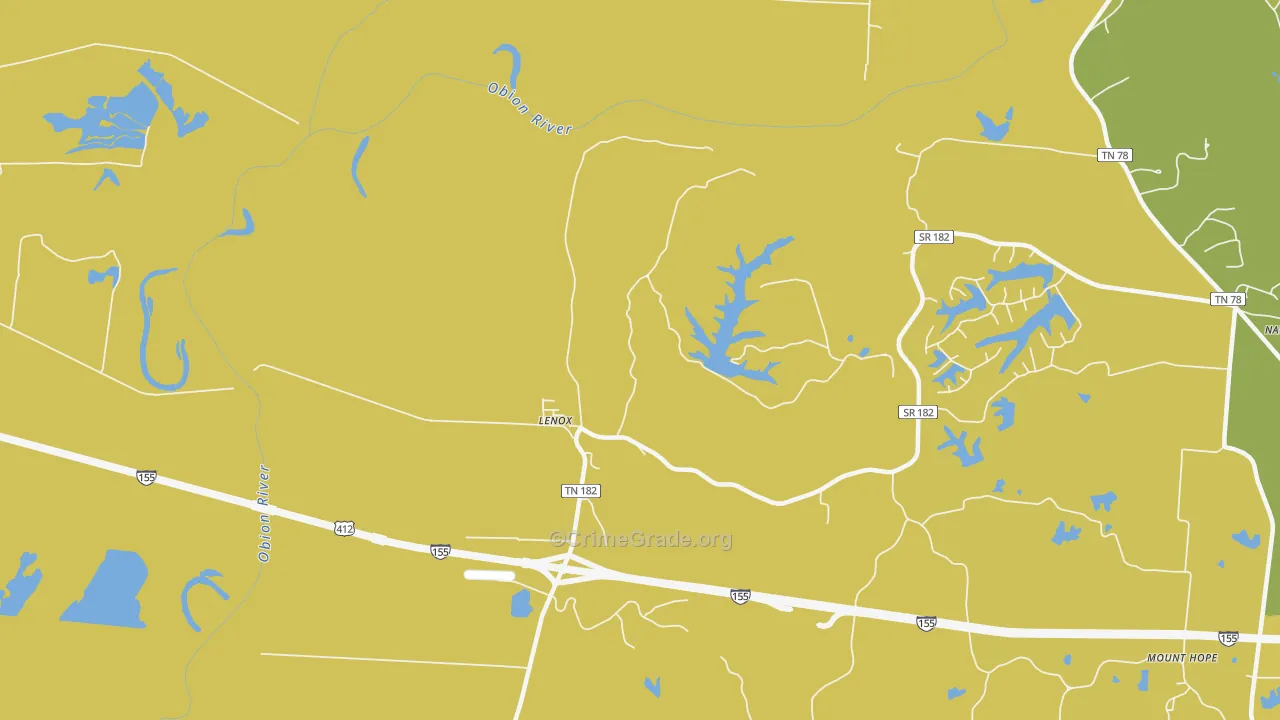 Lenox, TN Map of Drug-Related Crime Rates