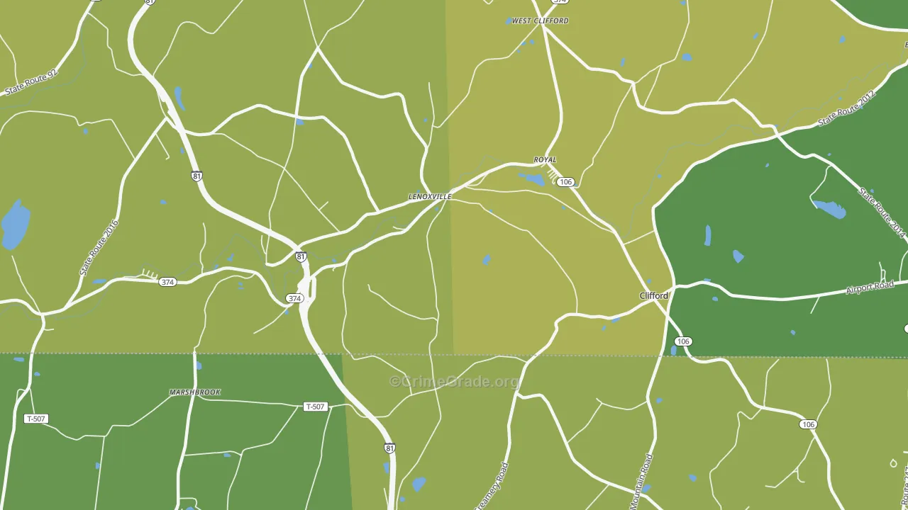 Lenoxville, PA Map of Drug-Related Crime Rates