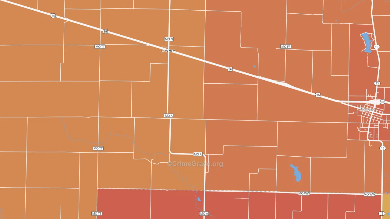 Lentner, MO Map of Drug-Related Crime Rates