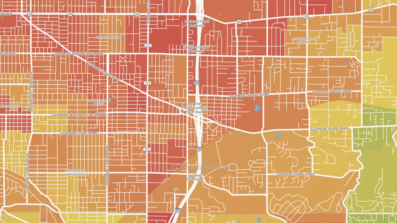 Lents, Portland, OR Map of Drug-Related Crime Rates