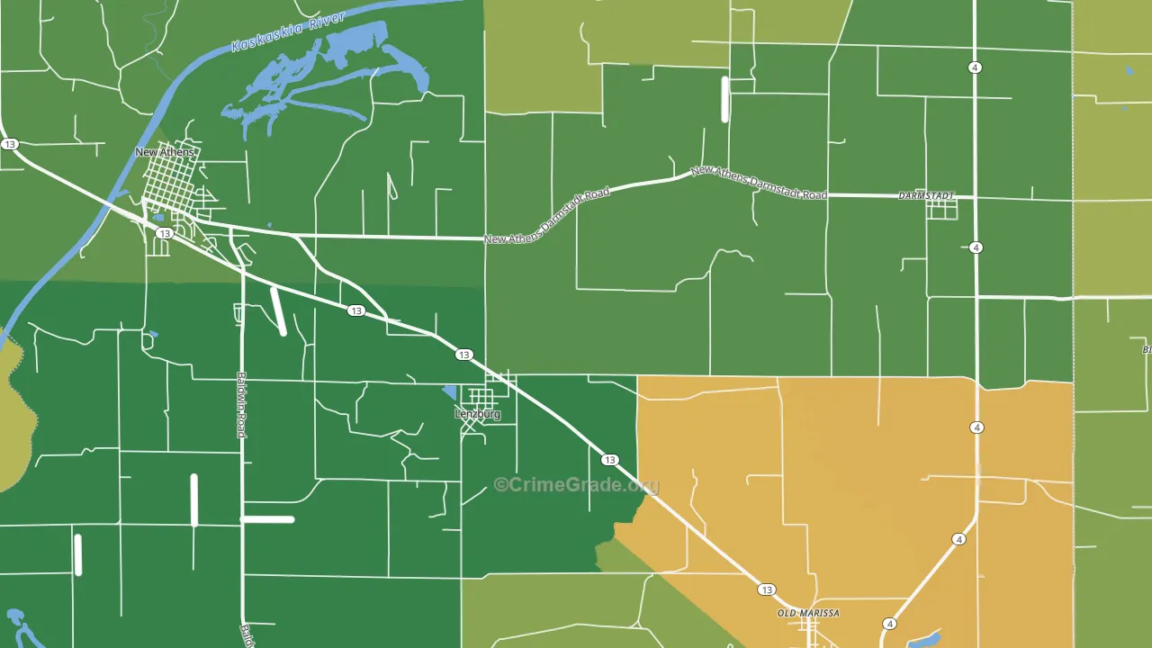 Lenzburg, IL Map of Drug-Related Crime Rates