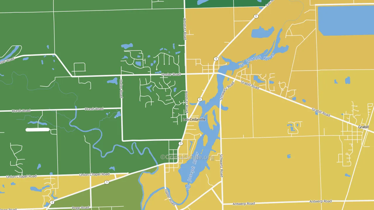 Leo-Cedarville, IN Map of Drug-Related Crime Rates