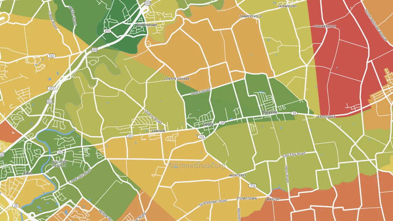 Leola, PA Map of Drug-Related Crime Rates