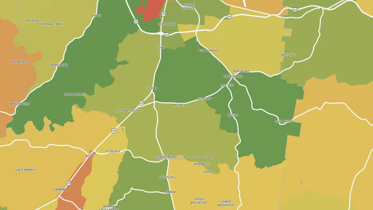 Leoma, TN Map of Drug-Related Crime Rates