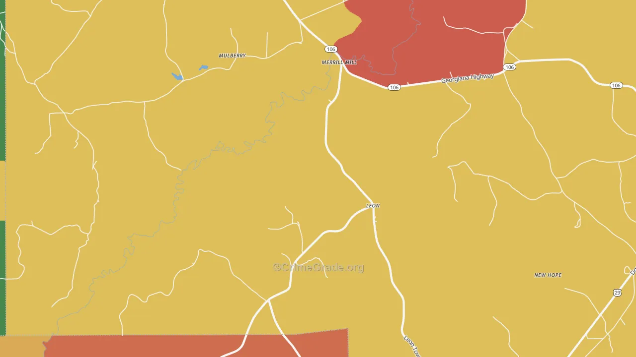 Leon, AL Map of Drug-Related Crime Rates