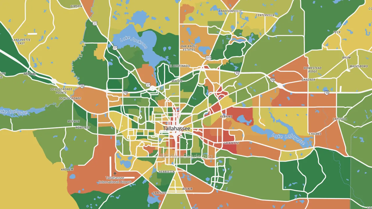 Leon County, FL Map of Drug-Related Crime Rates
