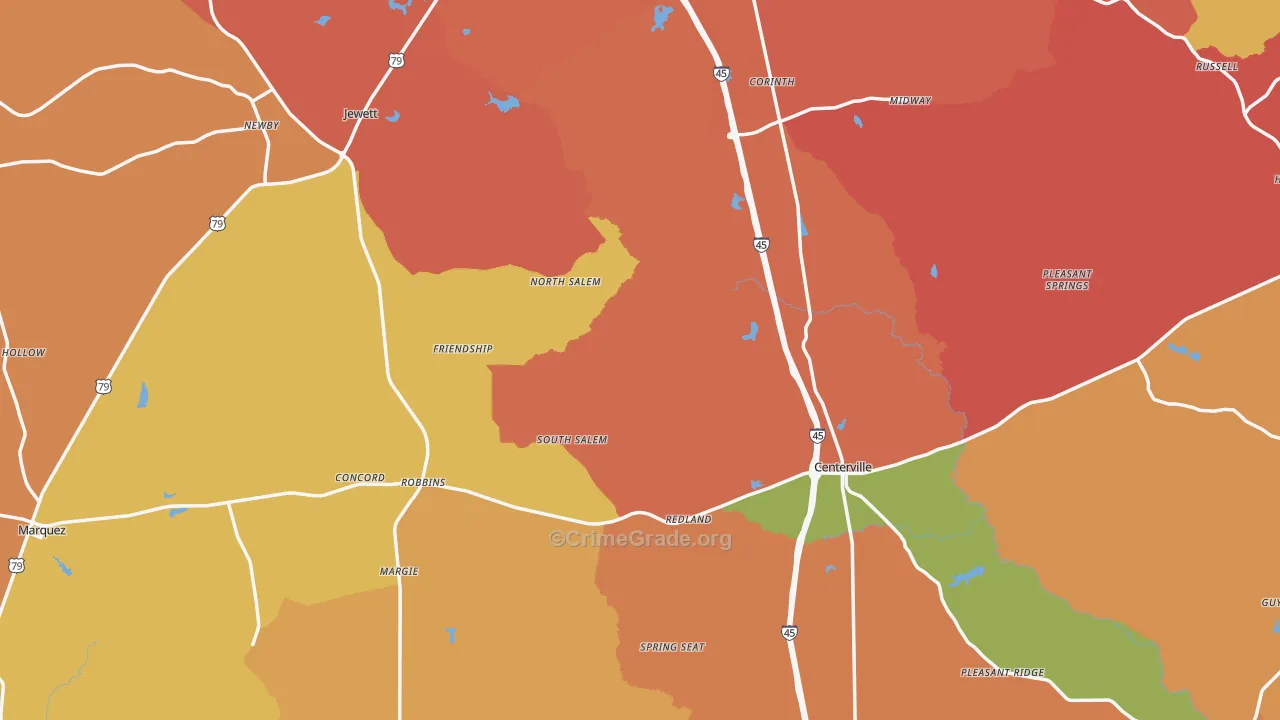 Leon County, TX Map of Drug-Related Crime Rates