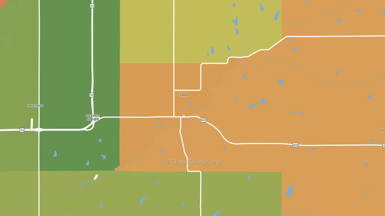 Leon, KS Map of Drug-Related Crime Rates