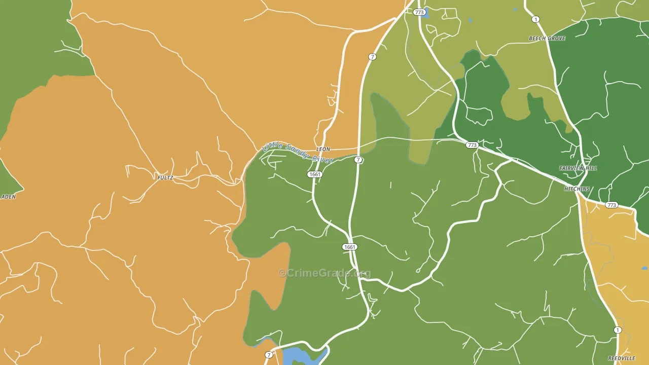 Leon, KY Map of Drug-Related Crime Rates