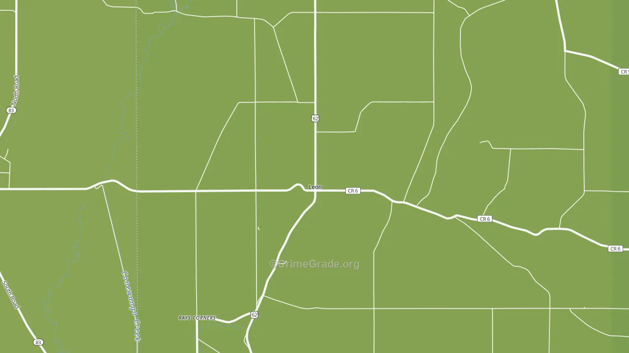 Leon, NY Map of Drug-Related Crime Rates