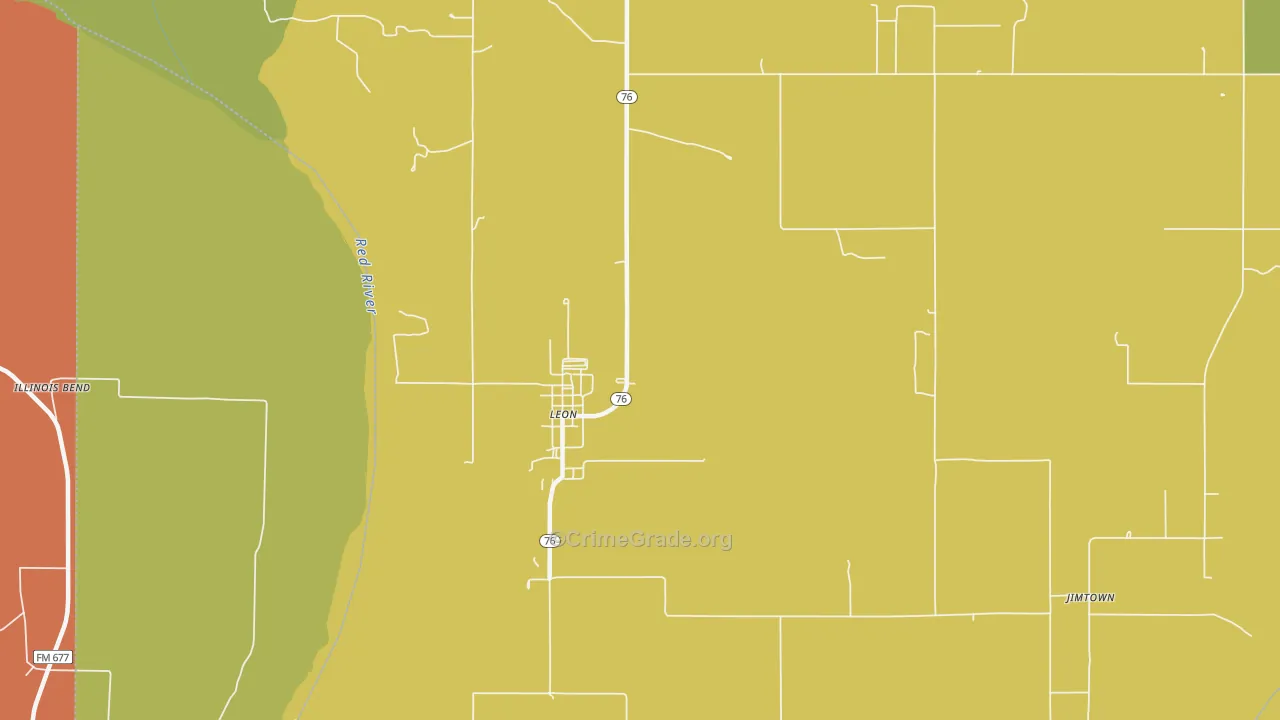 Leon, OK Map of Drug-Related Crime Rates