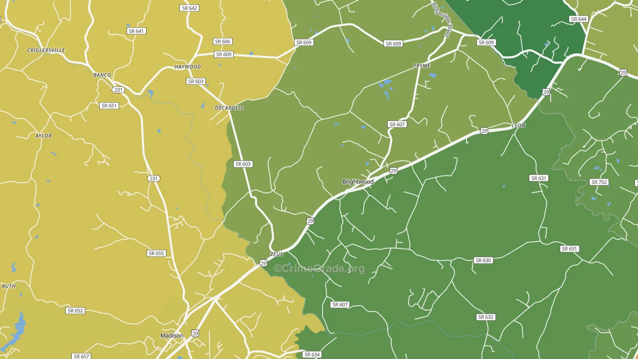 Leon, VA Map of Drug-Related Crime Rates