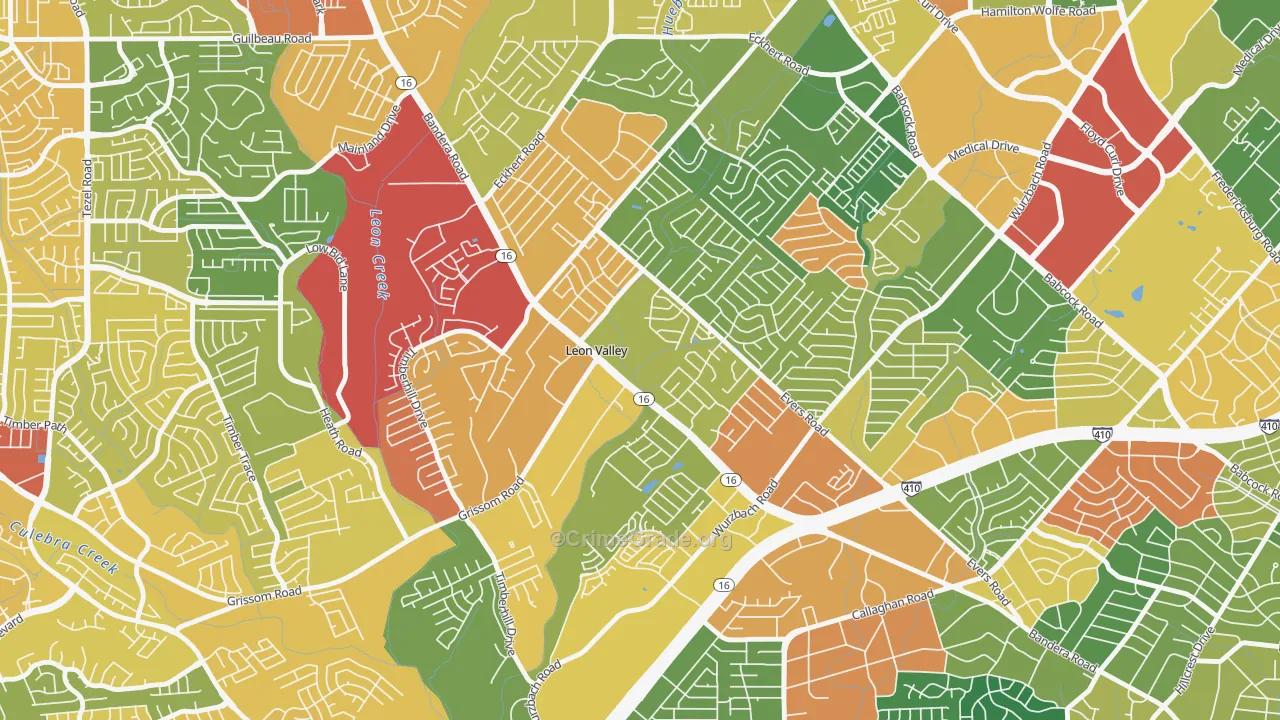 Leon Valley, TX Map of Drug-Related Crime Rates