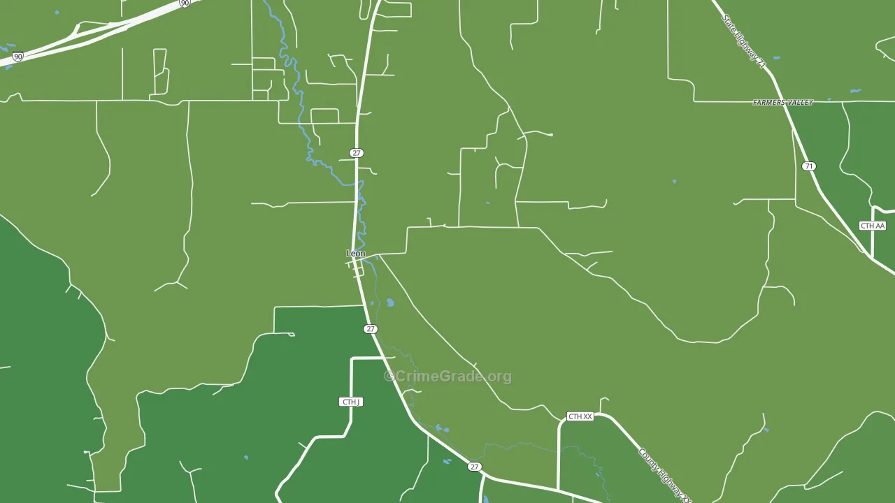 Leon, WI Map of Drug-Related Crime Rates