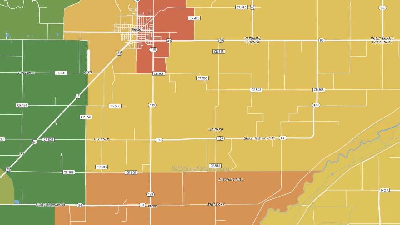 Leonard, AR Map of Drug-Related Crime Rates