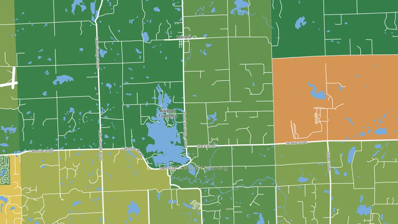 Leonard, MI Map of Drug-Related Crime Rates