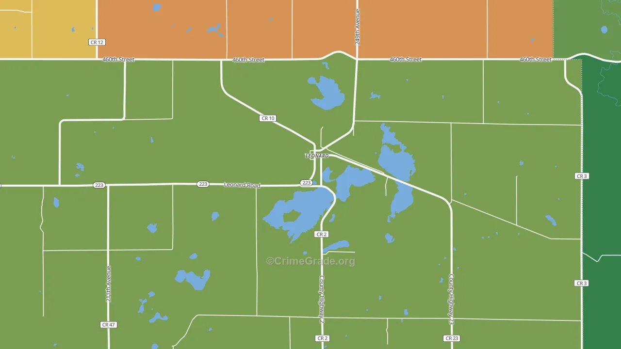 Leonard, MN Map of Drug-Related Crime Rates