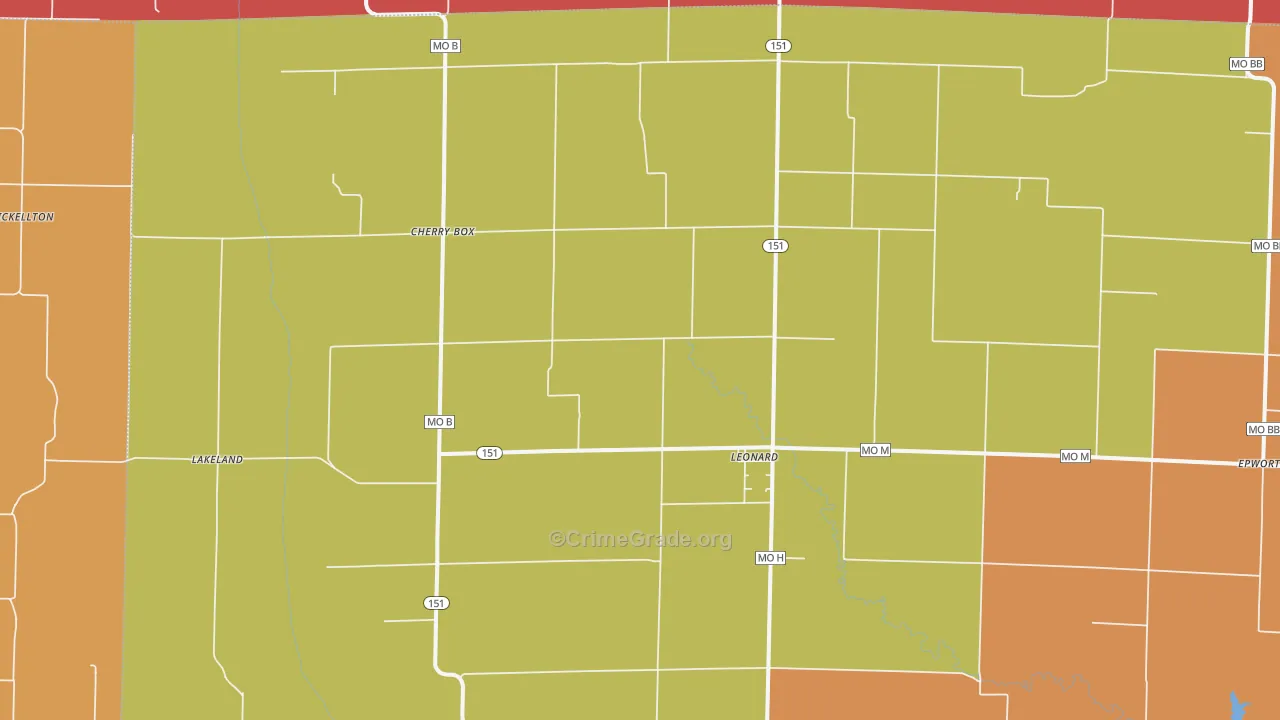 Leonard, MO Map of Drug-Related Crime Rates