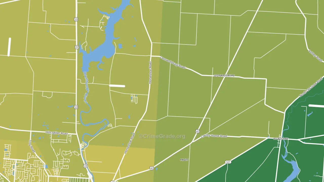 Leonardsburg, OH Map of Drug-Related Crime Rates