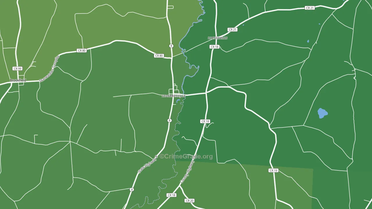 Leonardsville, NY Map of Drug-Related Crime Rates