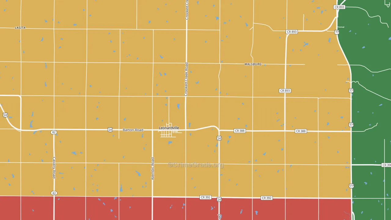 Leonardville, KS Map of Drug-Related Crime Rates