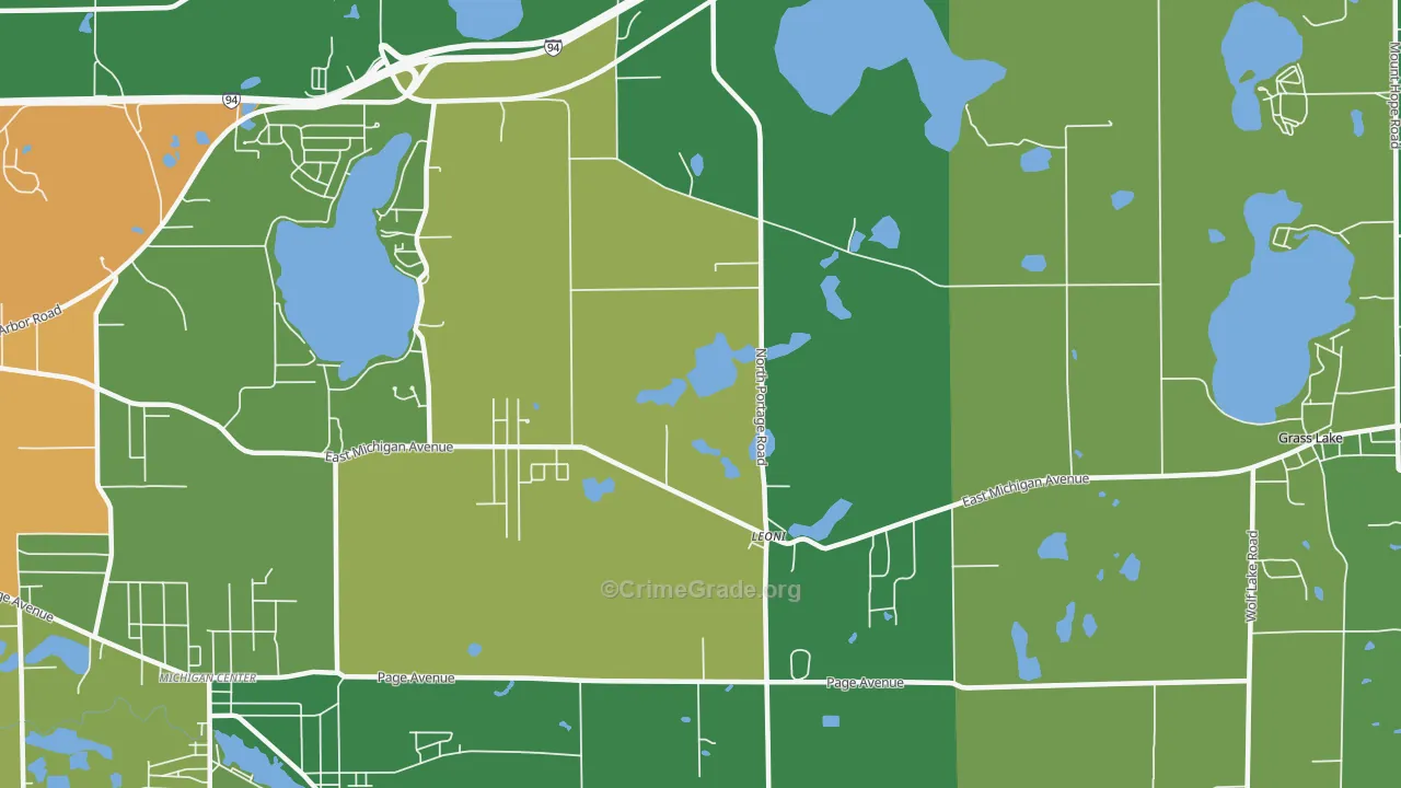 Leoni, MI Map of Drug-Related Crime Rates