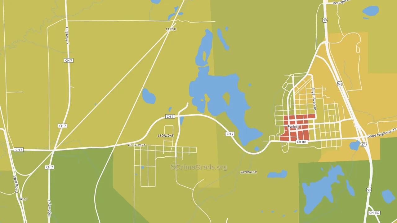 Leonidas, MN Map of Drug-Related Crime Rates