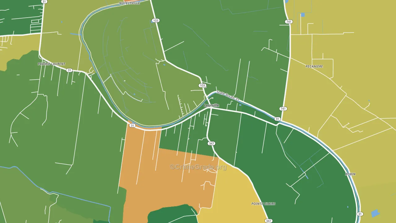 Leonville, LA Map of Drug-Related Crime Rates