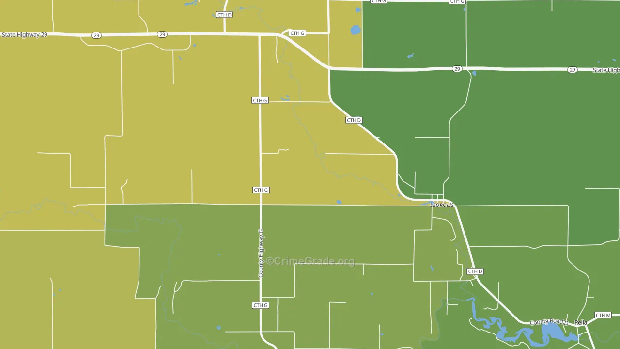 Leopolis, WI Map of Drug-Related Crime Rates