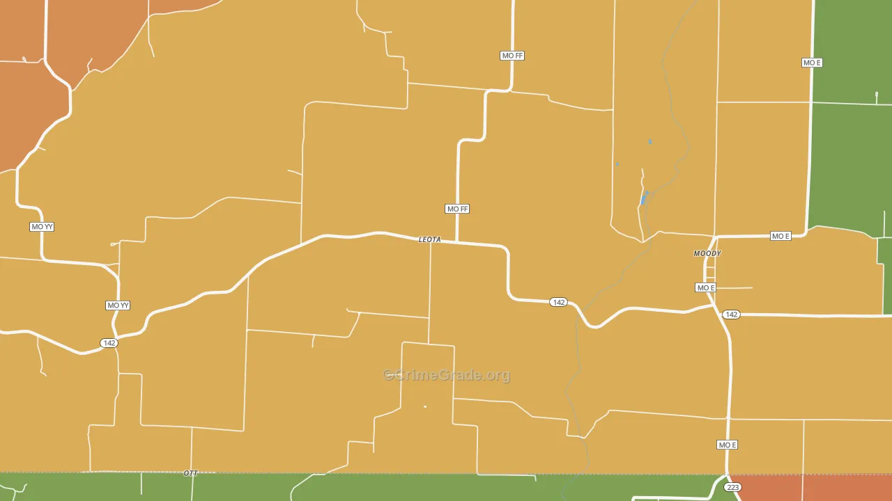 Leota, MO Map of Drug-Related Crime Rates