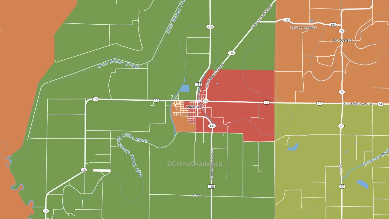 Lepanto, AR Map of Drug-Related Crime Rates
