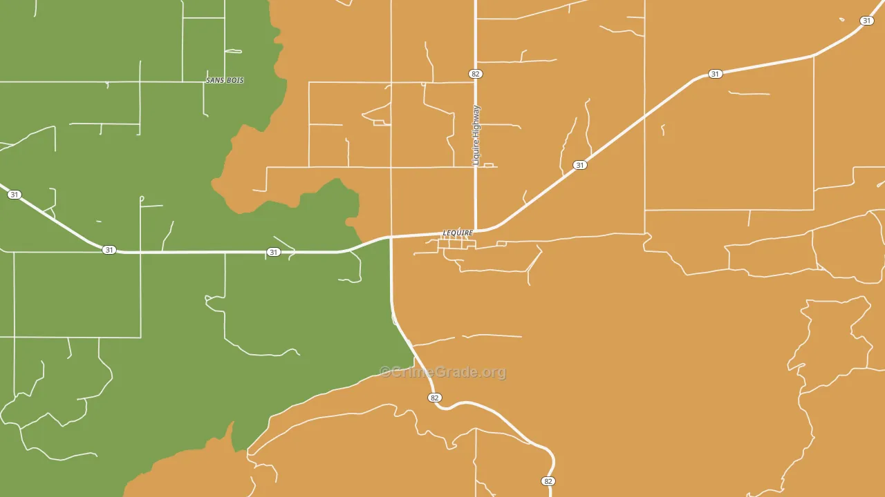 Lequire, OK Map of Drug-Related Crime Rates