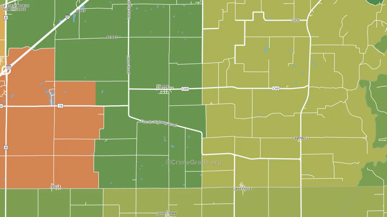 Lerna, IL Map of Drug-Related Crime Rates